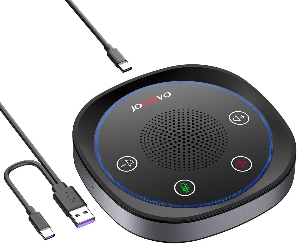 USB Speakerphone， Omnidirectional Computer Speaker with Microphone,Plug and Plays Portable Speaker with for Holding Meetings Anywhere with Immersive Sound Pack of 2