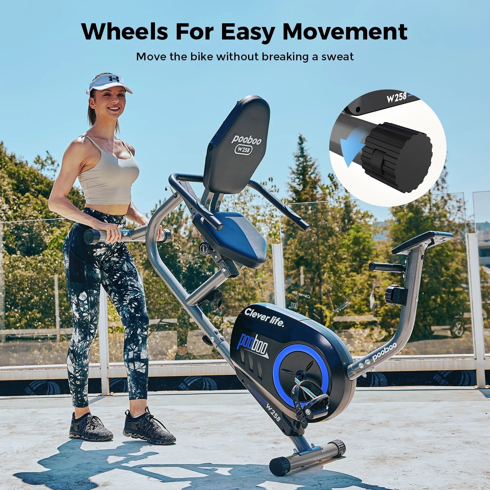 Pooboo Recumbent Exercise Bike Magnetic Resistance Indoor Cycling 380lb K92635