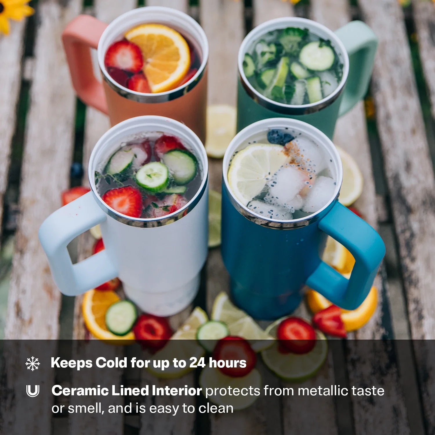RTIC 40 OZ Ceramic Lined Tumbler with Straw, Lagoon R39940