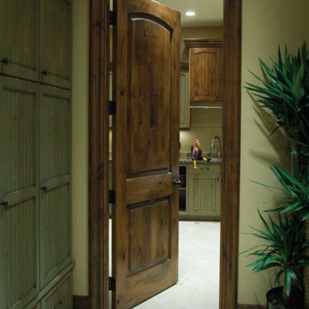 Krosswood Doors 28 in. x 80 in. Rustic Knotty Alder 2-Panel Arch Solid A70745