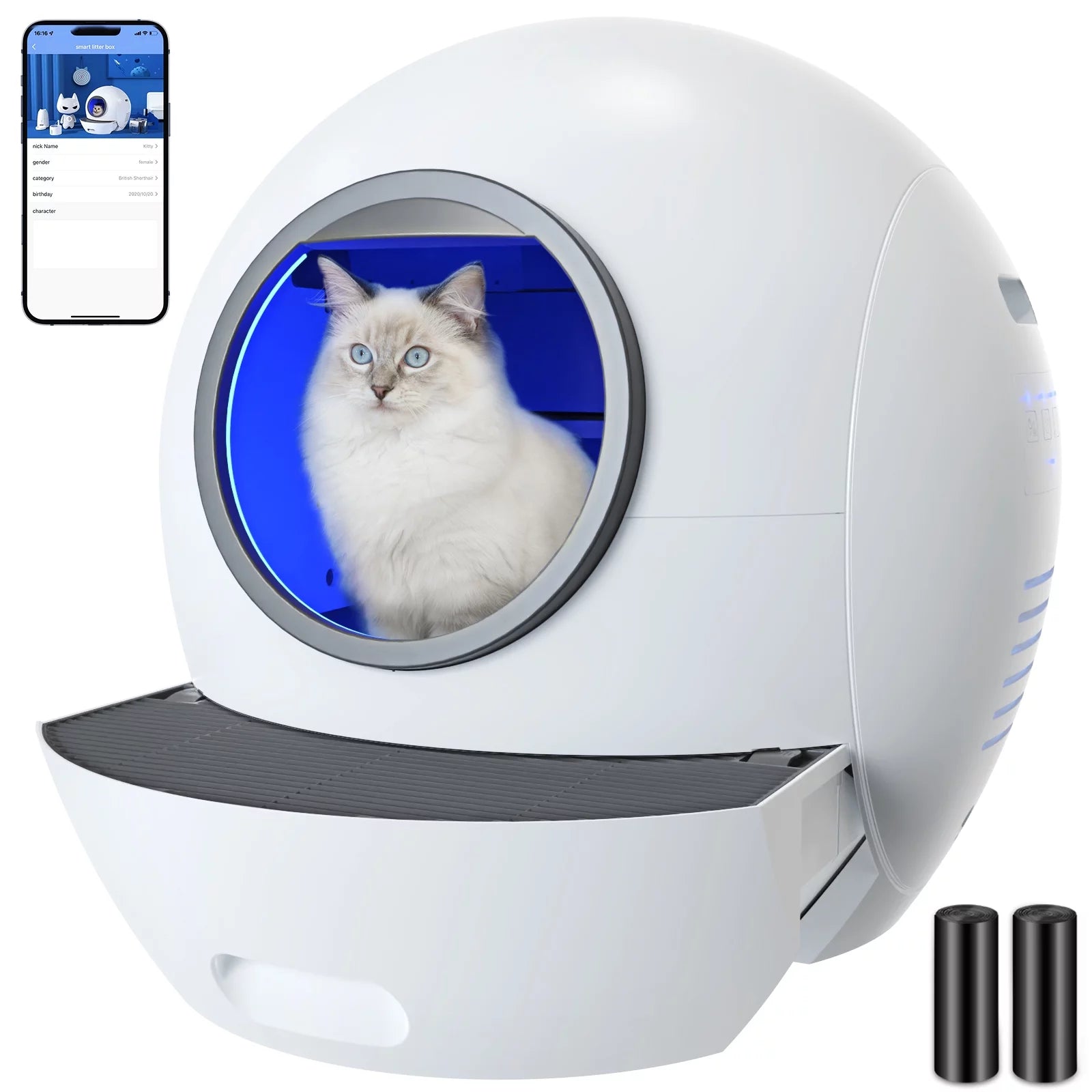 ELS PET WiFi Smart Cat Litter Box Automatic Self-Cleaning F75772