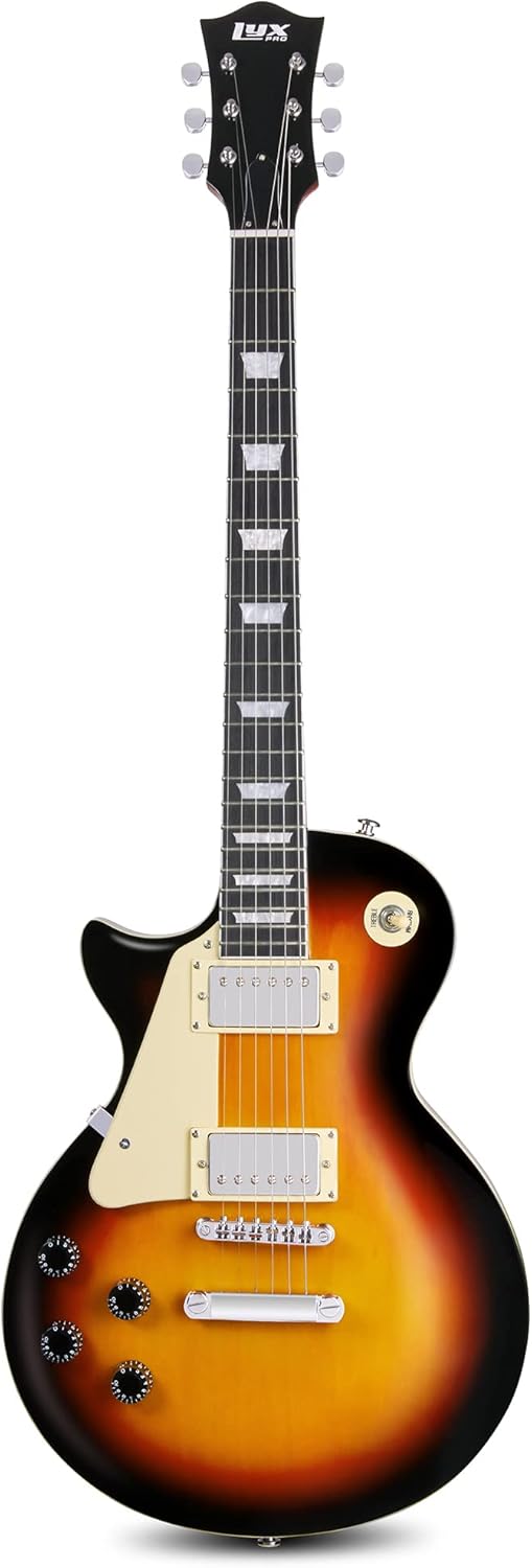 LyxPro 39" SB Series Electric Guitar Les Paul-Style Kit, Mahogany Wood, Black T598967
