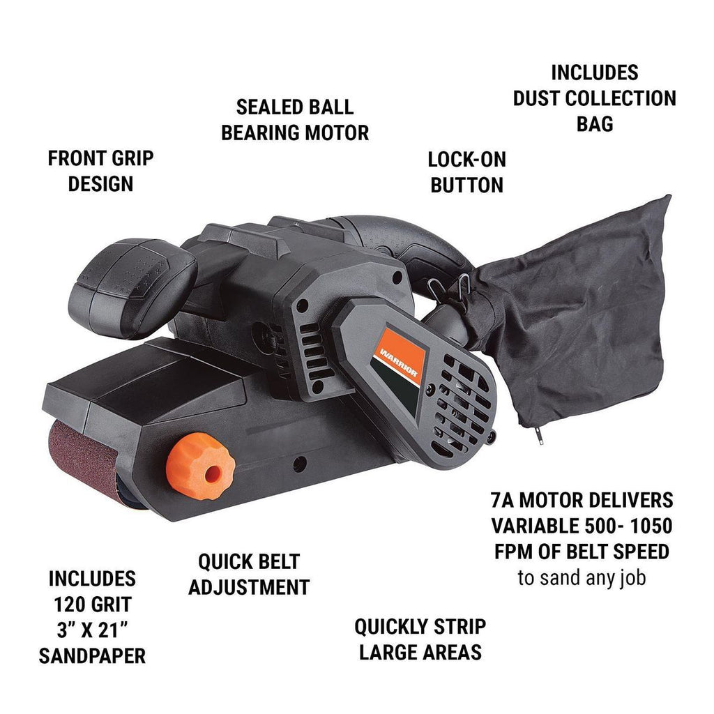 WARRIOR 7 Amp 3 in. x 21 in. Variable Speed Belt Sander R777048