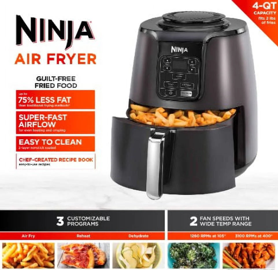 Ninja 4QT Air Fryer, Black, AF100WM R188