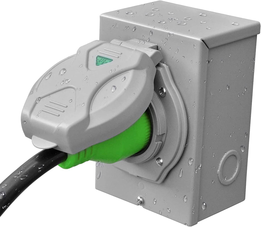 RVINGPRO 30 Amp Generator Cord 15FT with Waterproof Inlet Box Combo Kit W552512