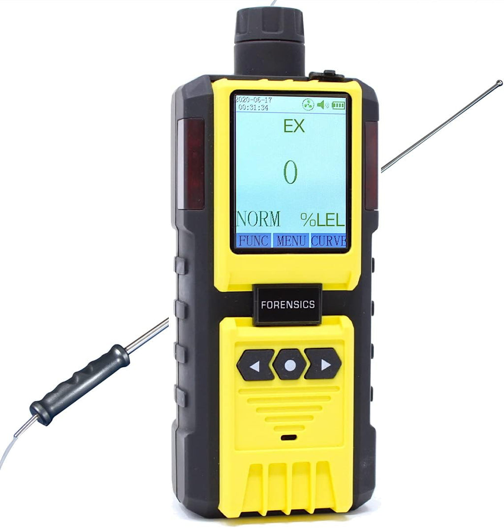 Combustible Gas Detector and Analyzer by Forensics | USA NIST Calibration | Explosive EX LEL | Built-in Pump & 4ft Probe |