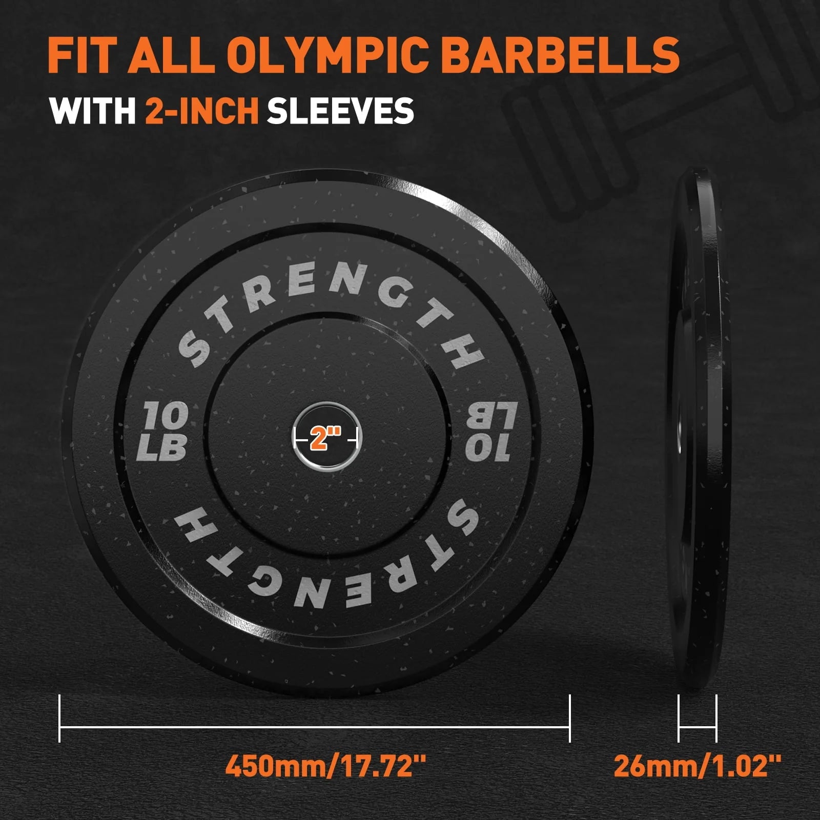 GIKPAL Olympic Bumper Plates, 10lb to 55lb, High-Bounce Rubber Weight Plates E623440