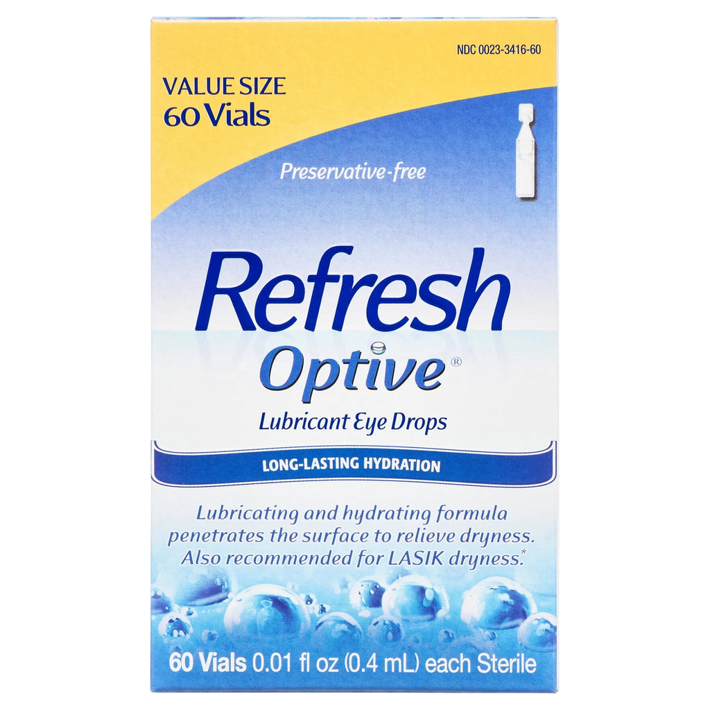 Refresh Optive Lubricant Eye Drops Preservative-Free Tears, 0.4 ml, 60 Count