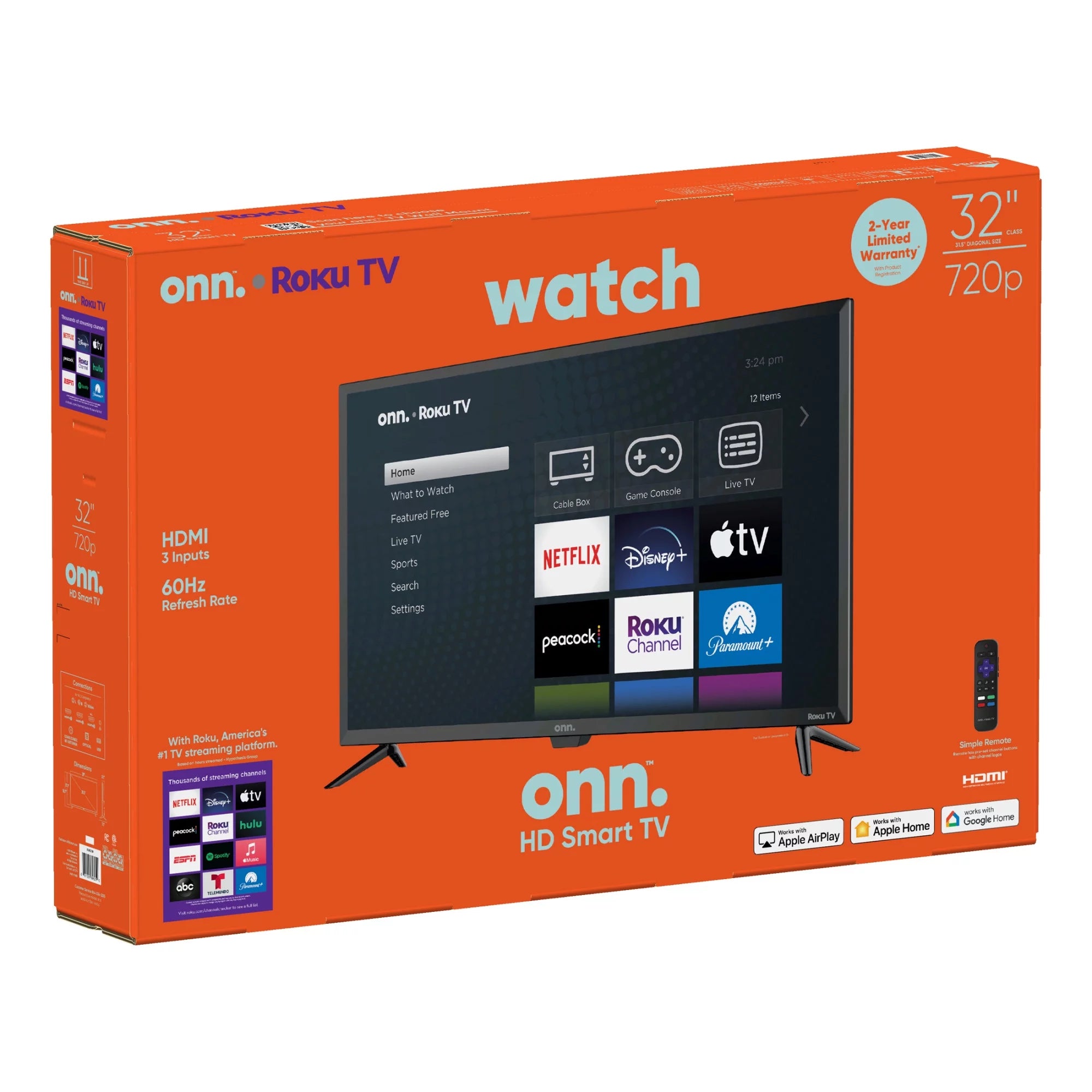 onn. 32" Class HD (720P) LED Roku Smart TV A260243