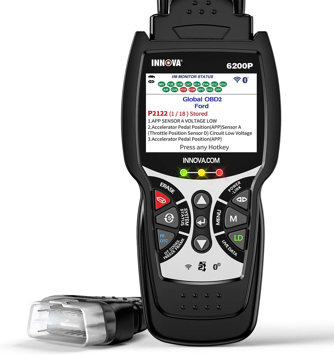Innova 6200P All Systems OBD2 Scanner ABS SRS Transmission Code Reader with Battery Registration Oil Light Reset, Car Diagnostic Scan Tool with Battery Alternator Test/Smog Test/Live Data