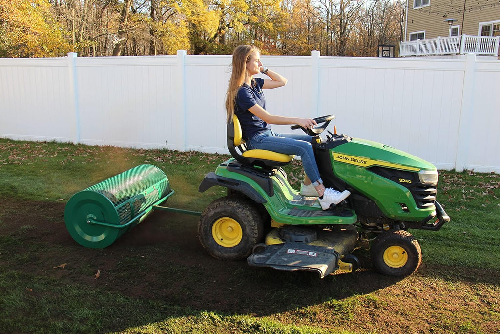Landzie Lawn & Garden Spreader - 36 Inch Heavy Duty Metal Mesh Push/Tow Spreader A5681