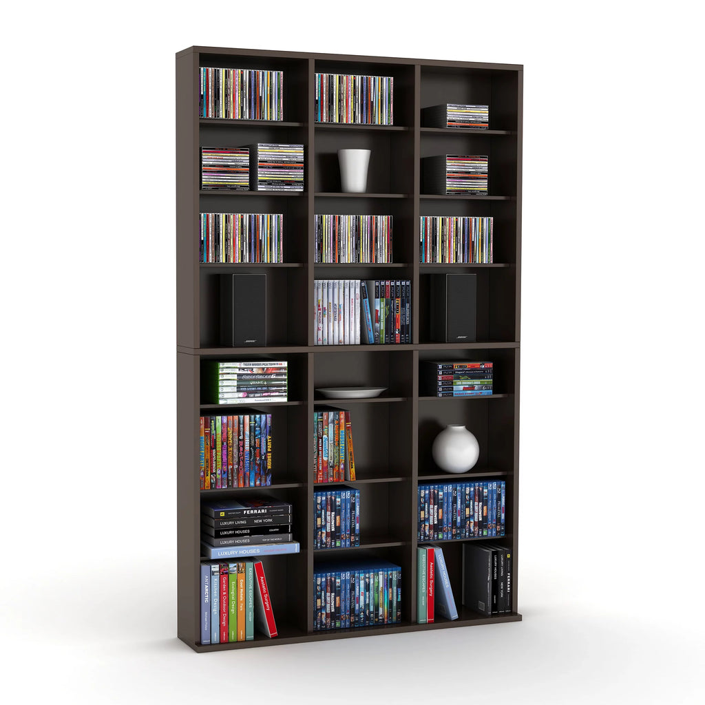 Atlantic Oskar Adjustable Wood Media Storage Bookcase, Espresso Q34005