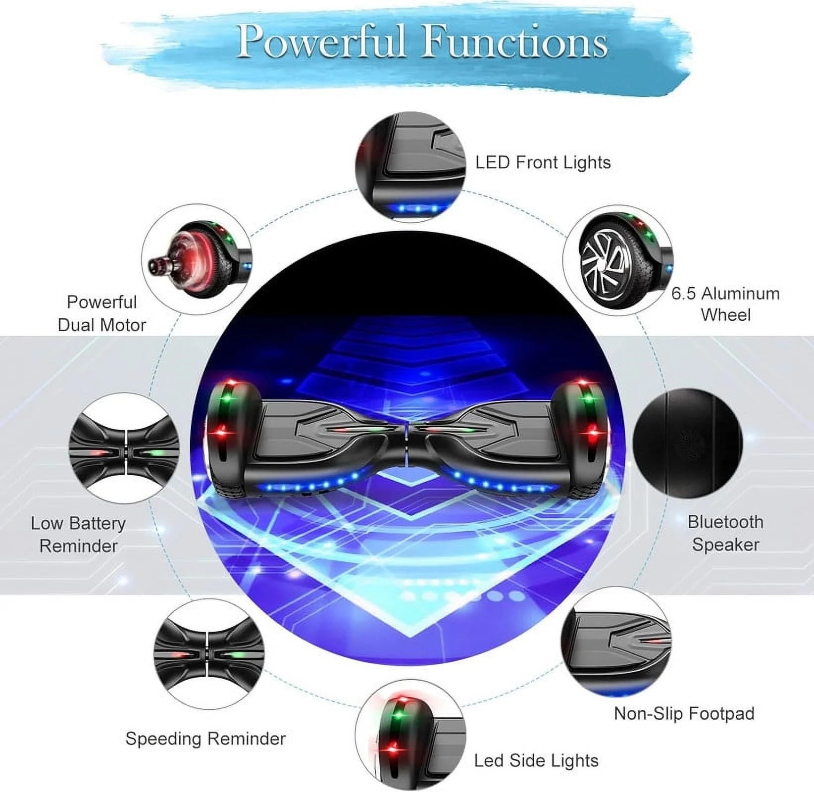 LIEAGLE Hoverboard with Seat Attachment, 6.5 inch Self Balancing Scooter S62540