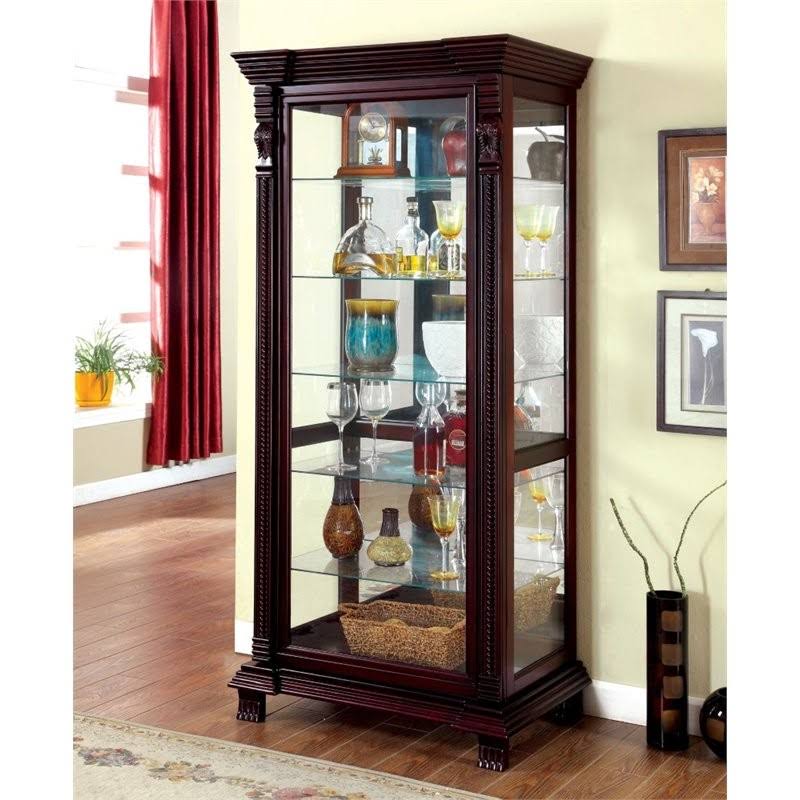 Furniture of America Lisandro Traditional Curio Cabinet in Espresso