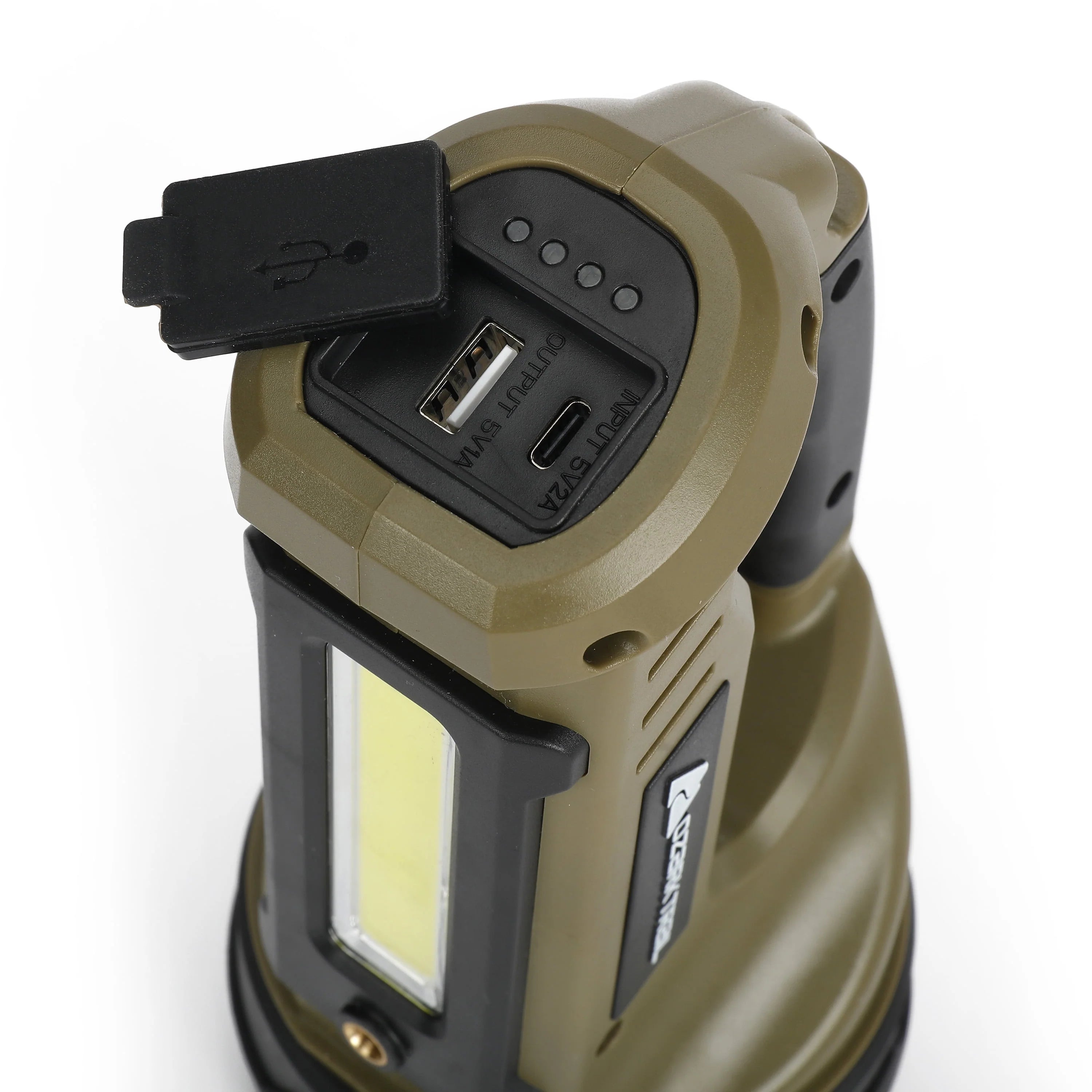 Ozark Trail 2000 Lumen Dual Source LED Rechargeable Spotlight with Power Bank, Olive K593
