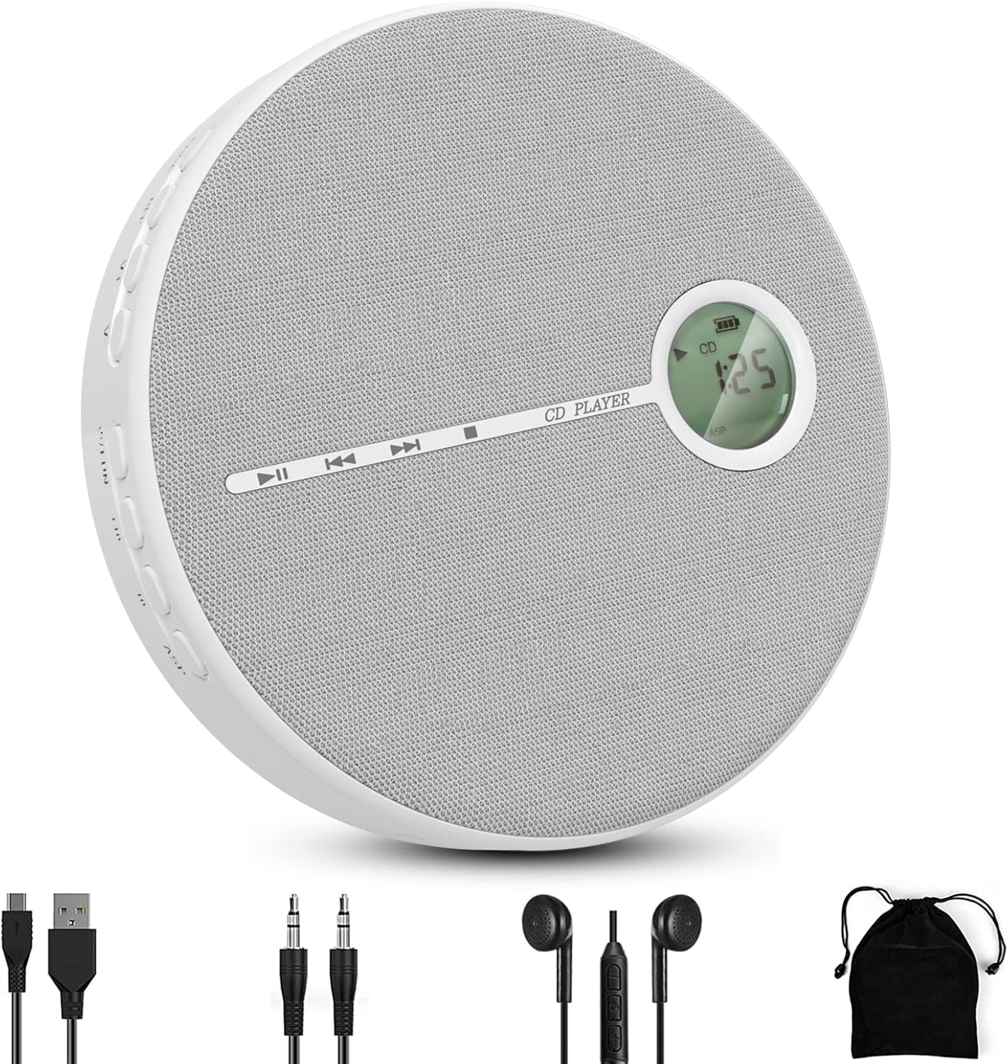 ZUNKOM Rechargeable Portable CD Player with Bluetooth, Black, 2-Pack B6764