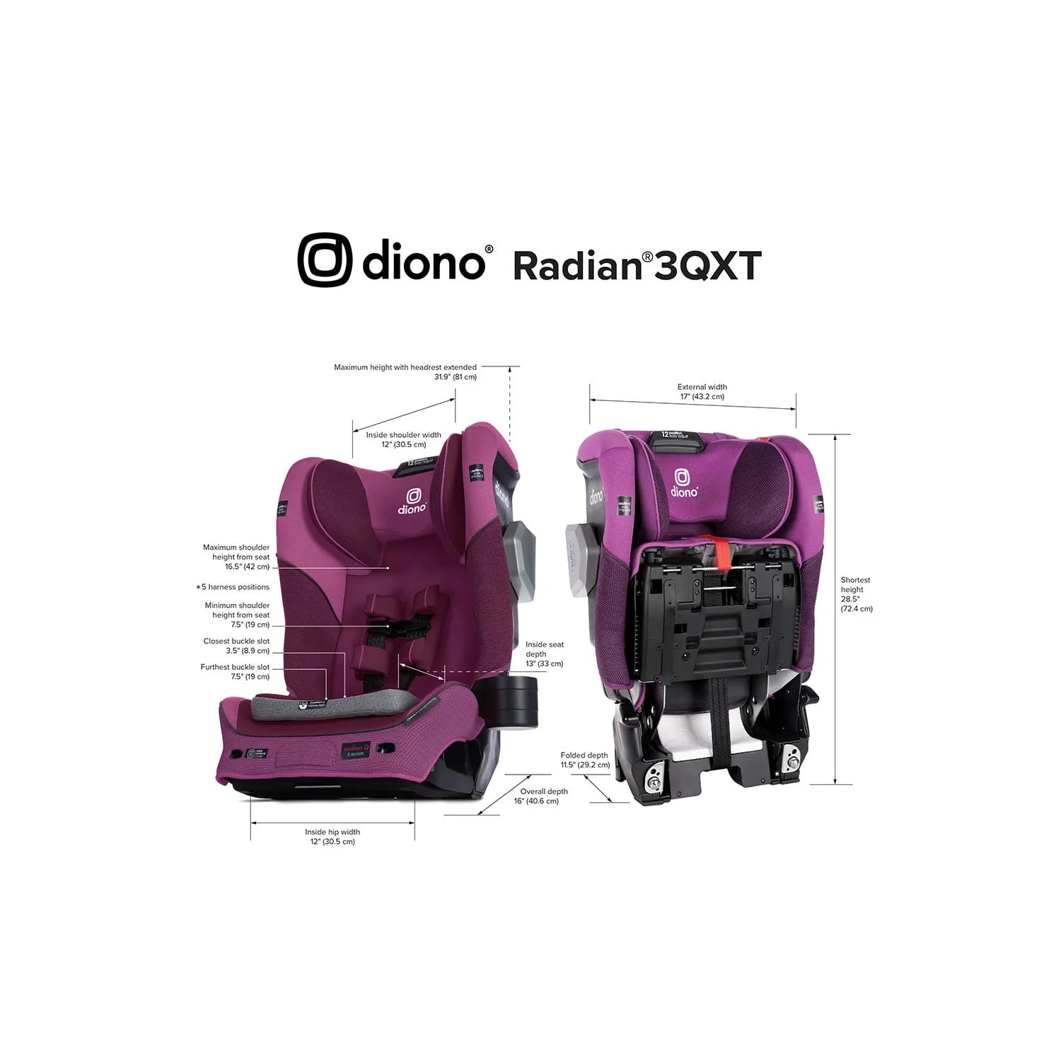 Diono Radian 3QXT SafePlus All-in-One Convertible Car Seat, Red B871