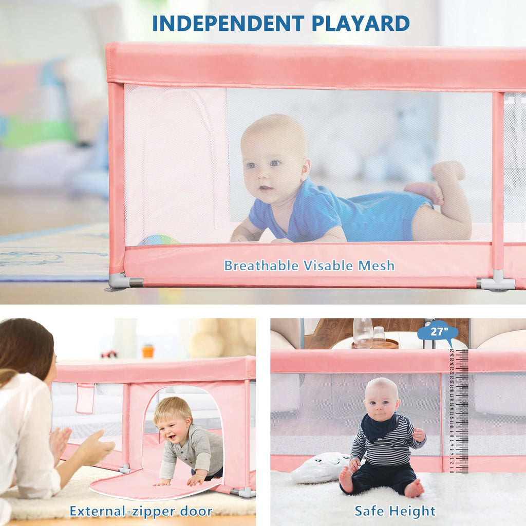 TEAYINGDE Baby Playpen Large Play Yard for Toddlers, 47x47 Gray P238