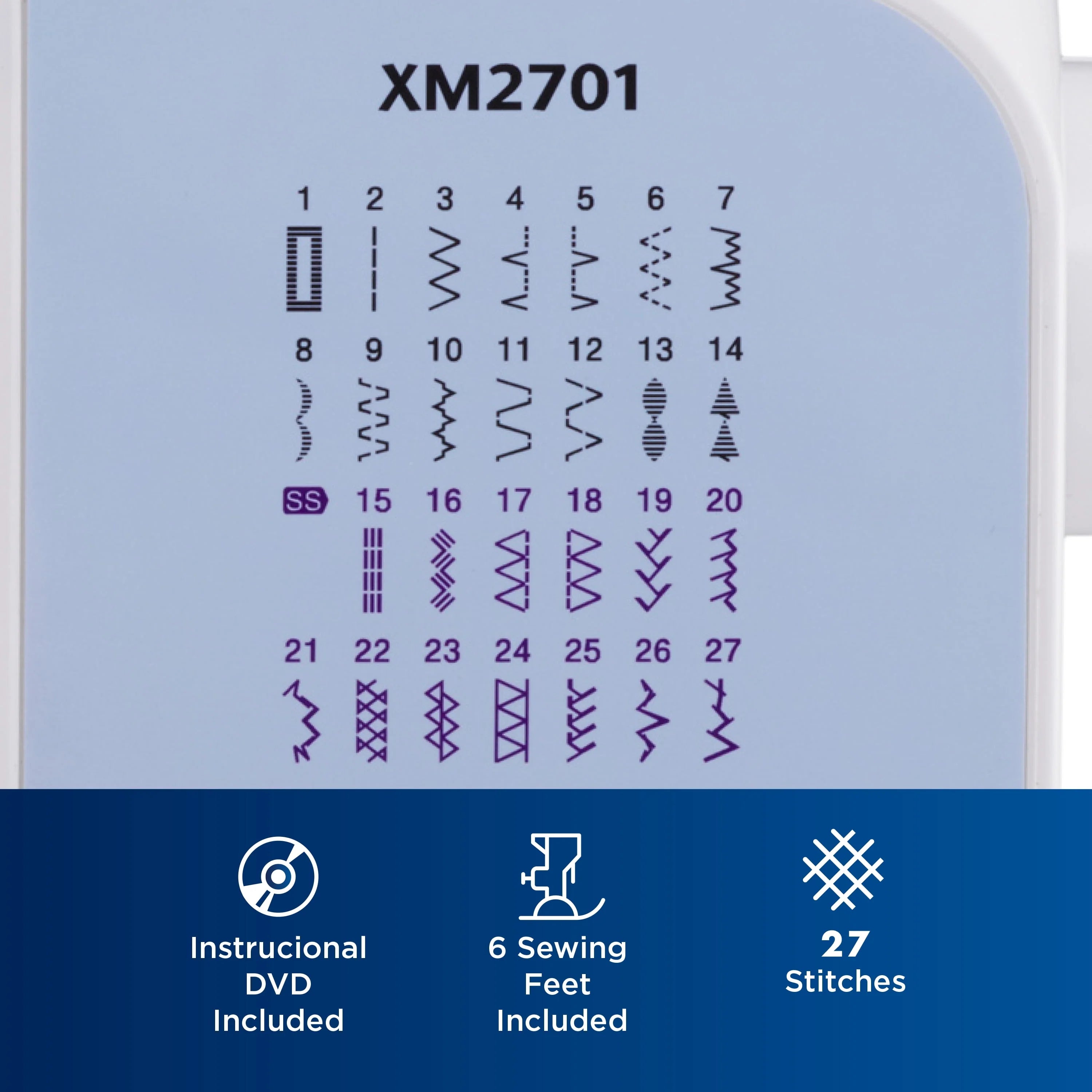 Brother XM2701 Portable Sewing Machine with 27 Stitches D8839