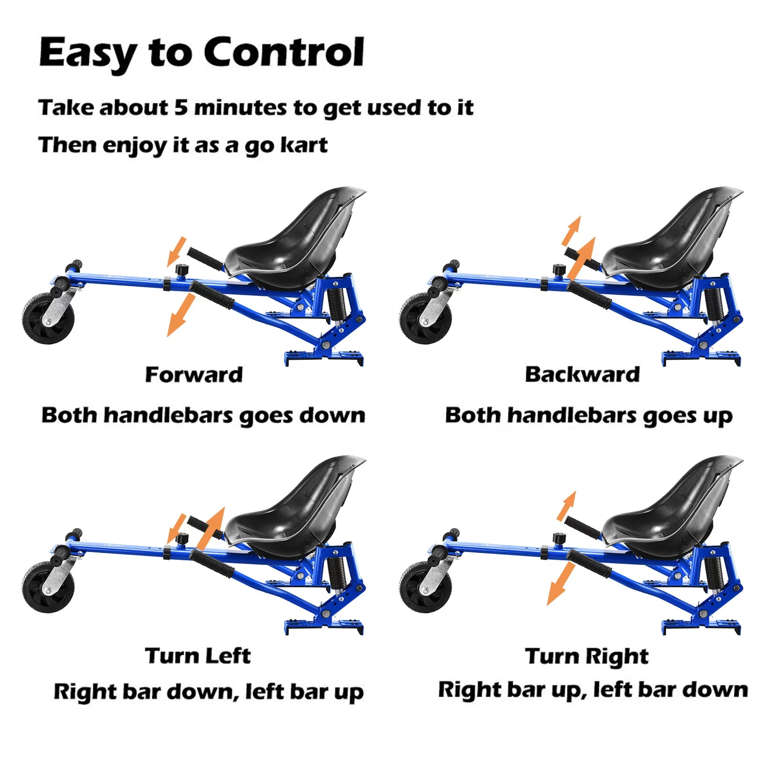 Hoverboard Go Kart Attachment for Adults & Kids with Off-Road Tire, Blue X745