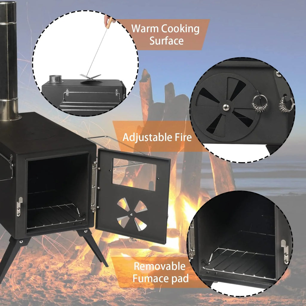 ENSTVER Camping Wood Stove for Tent, Portable Outdoor Cooking and Heating Z146387
