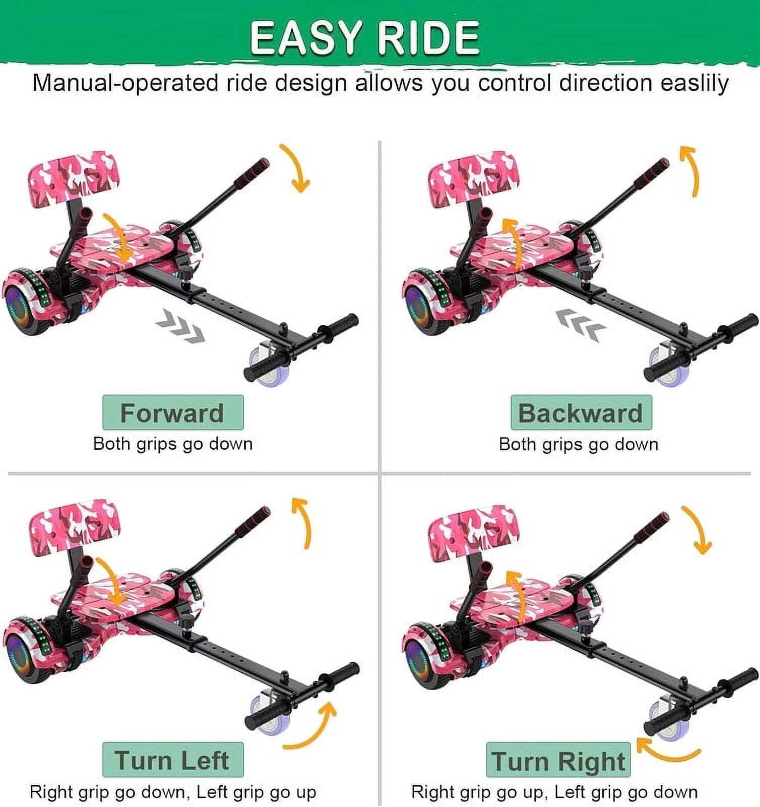 LIEAGLE Hoverboard with Seat Attachment, 6.5 inch Self Balancing Scooter S62540