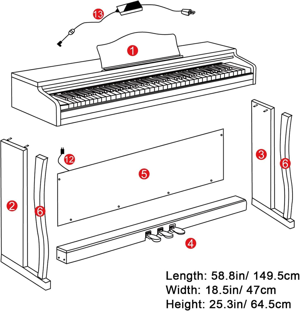Vangoa 88 Key Weighted Digital Piano Bundle with Furniture Stand, Black Q36742