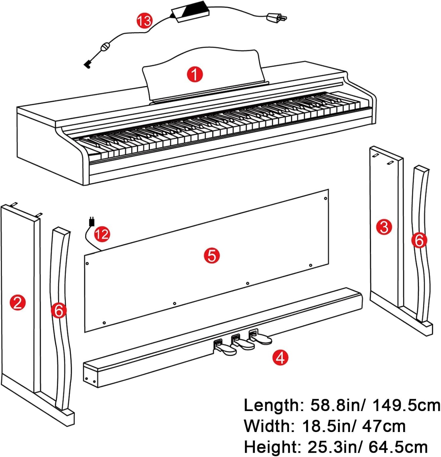 Vangoa 88 Key Weighted Digital Piano Bundle with Furniture Stand, Black Q36742