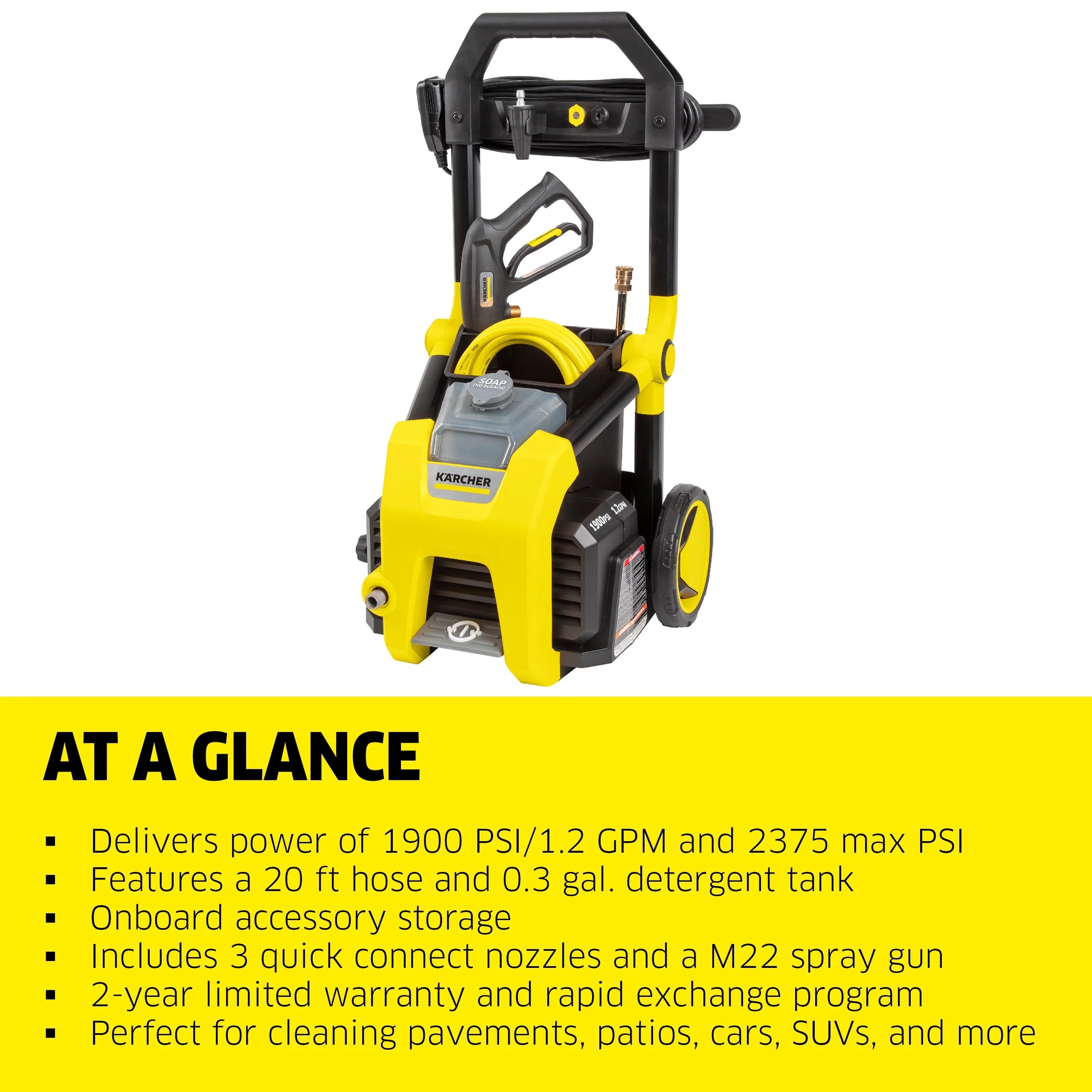 Karcher K1900PS 2375 Max PSI Electric Pressure Washer with 3 Nozzles V84517