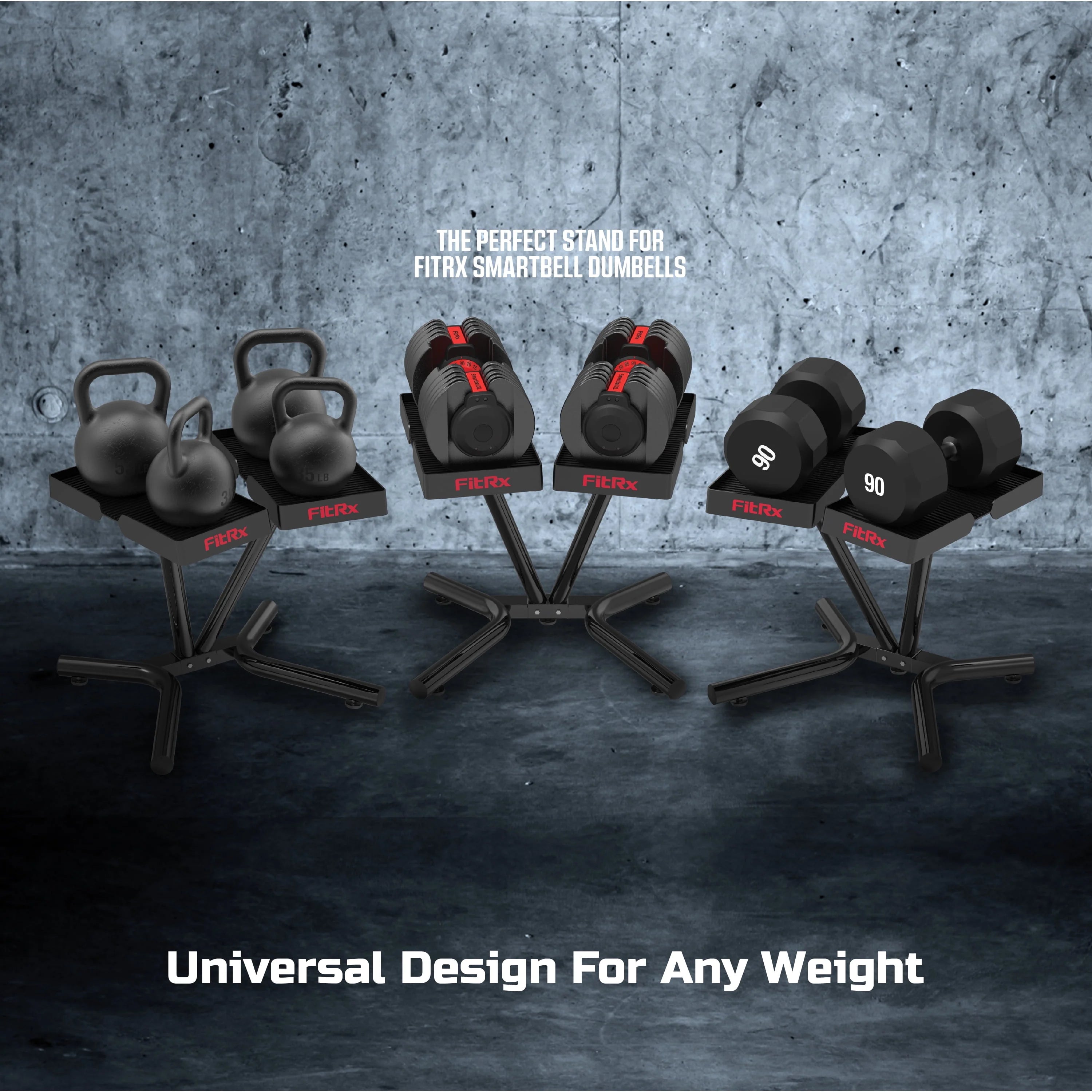 FitRx SmartRack Dumbbell Stand for Dumbbells and Kettlebells, Home Gym V5578