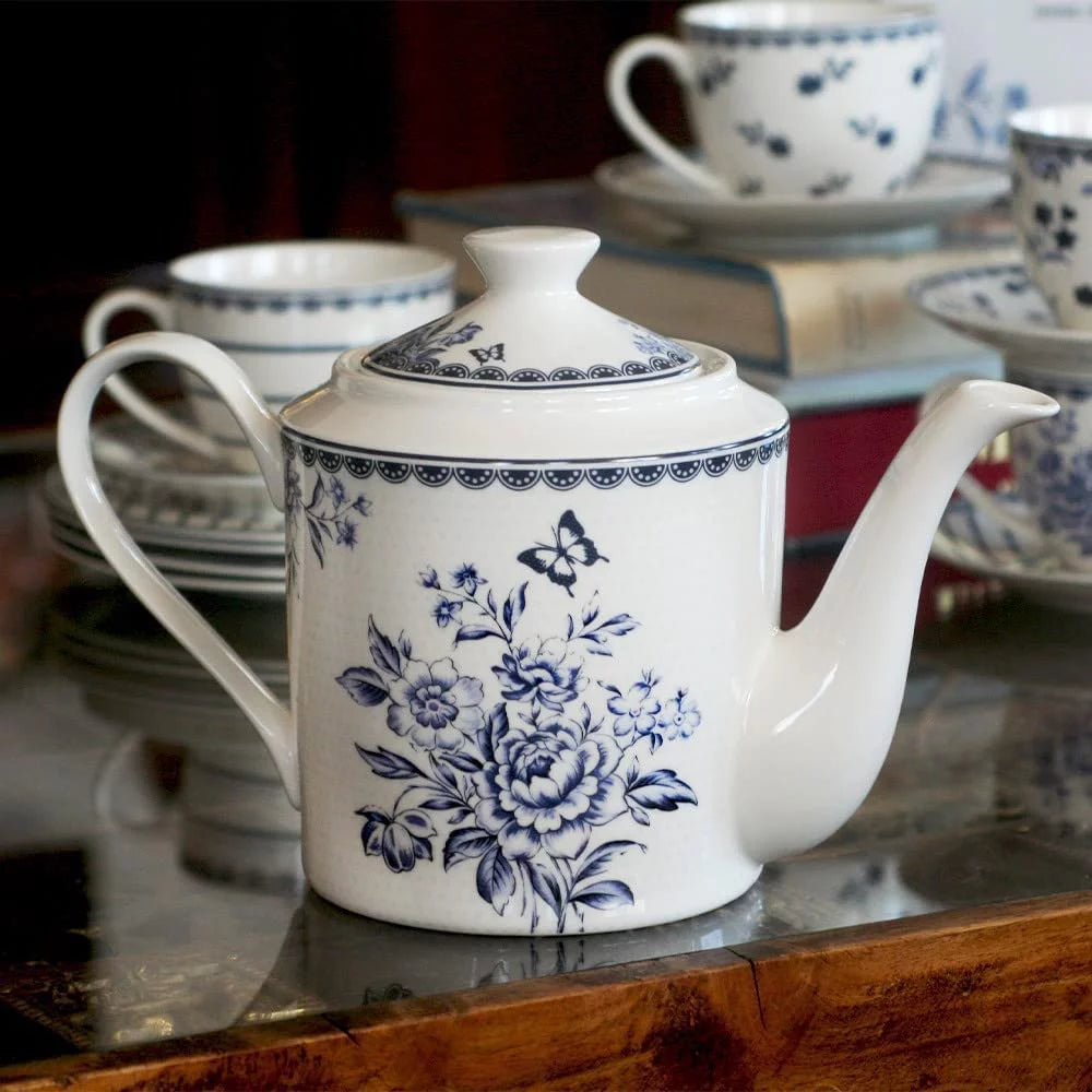 STP Porcelain J-217506 Teapot, Vintage Indigo, Bone China, 1.1 L T2236