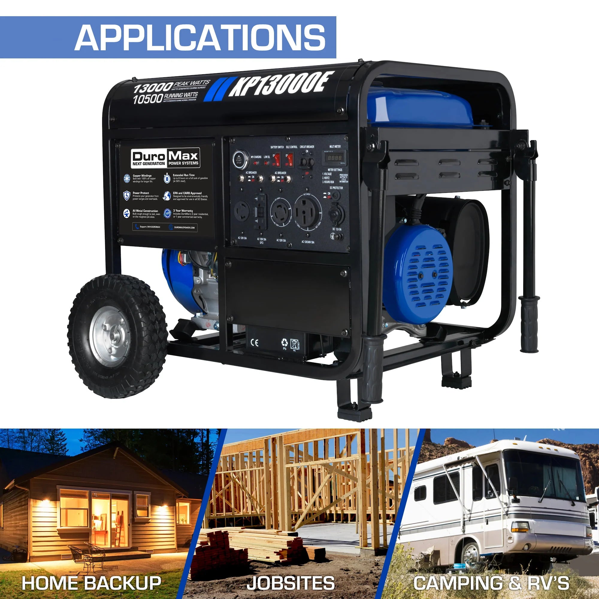 DuroMax XP13000E 13,000 Watt Portable Gas Generator Y15067
