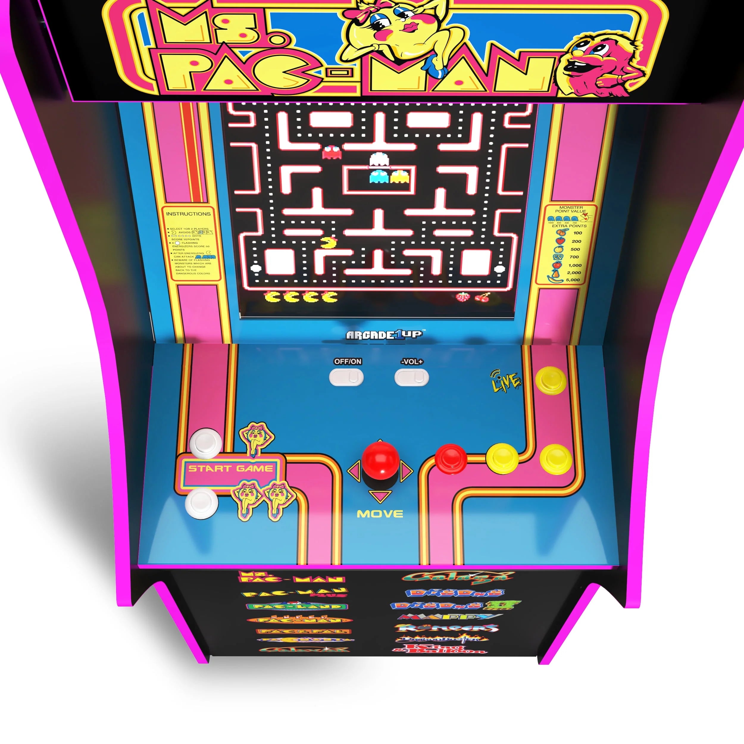 Arcade1Up Ms. PAC-MAN Classic Arcade Game, 4-ft Stand-Up Cabinet, 17-Inch Screen C17514