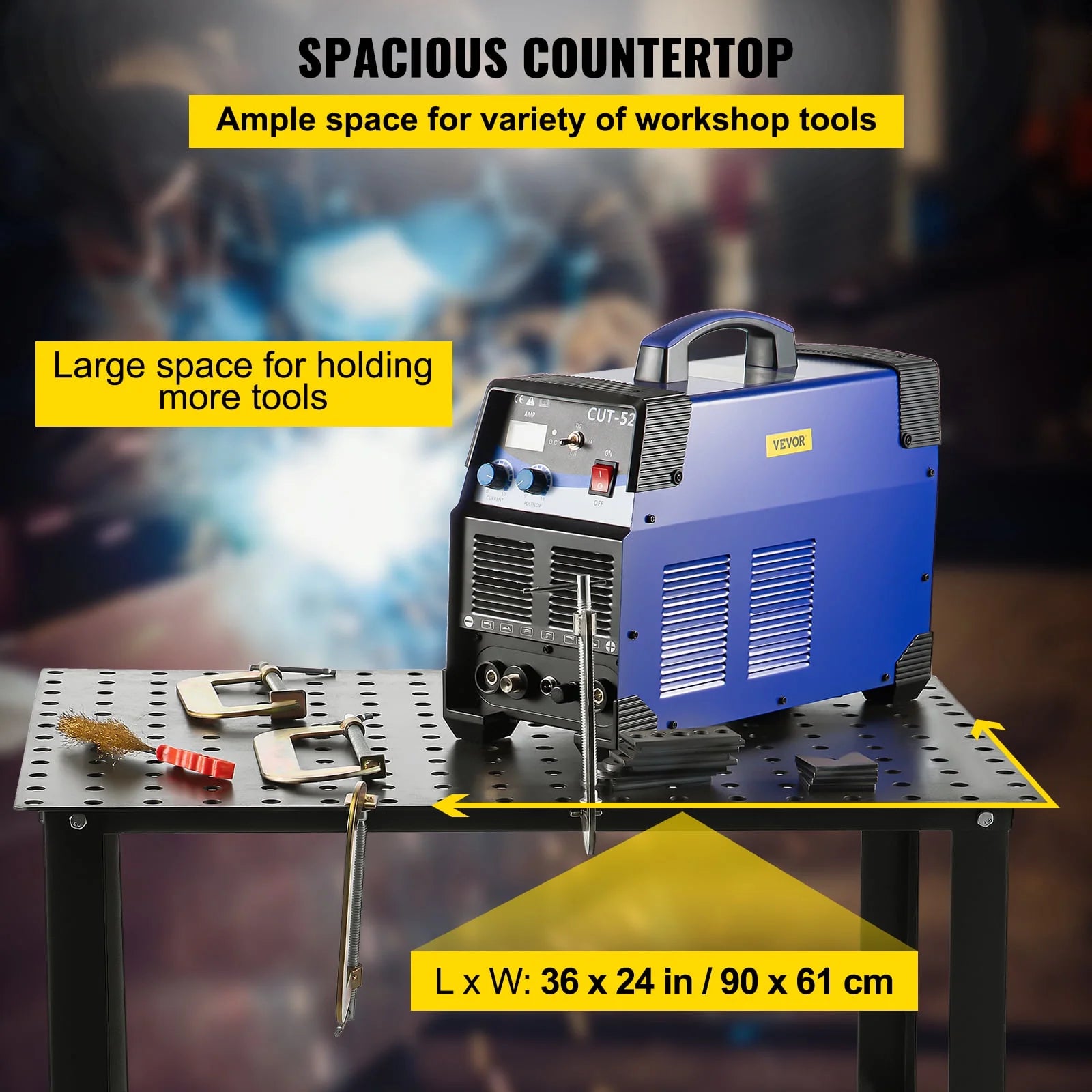 VEVORbrand Welding Table 36 x 24 Adjustable Workbench with Accessories Q27547