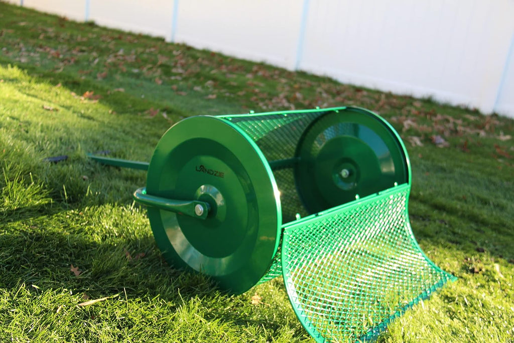 Landzie Lawn & Garden Spreader - 36 Inch Heavy Duty Metal Mesh Push/Tow Spreader A5681
