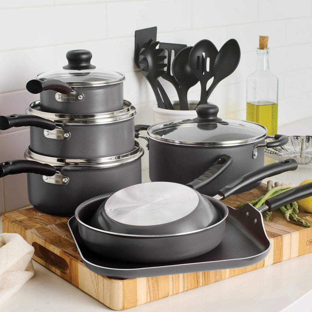 Tramontina Primaware 18 Piece Non-stick Cookware Set, Steel Gray X6646
