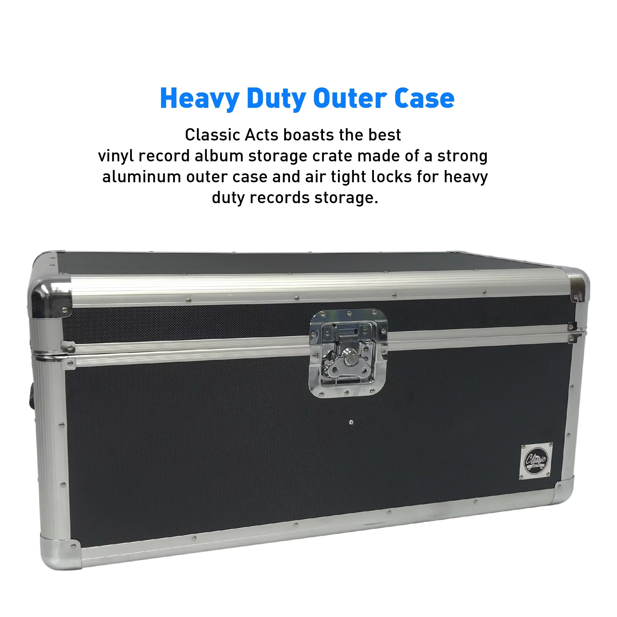 Classic Acts Vinyl Record Album Storage Case – Aluminum LP Crate, Holds 150 Records H60020
