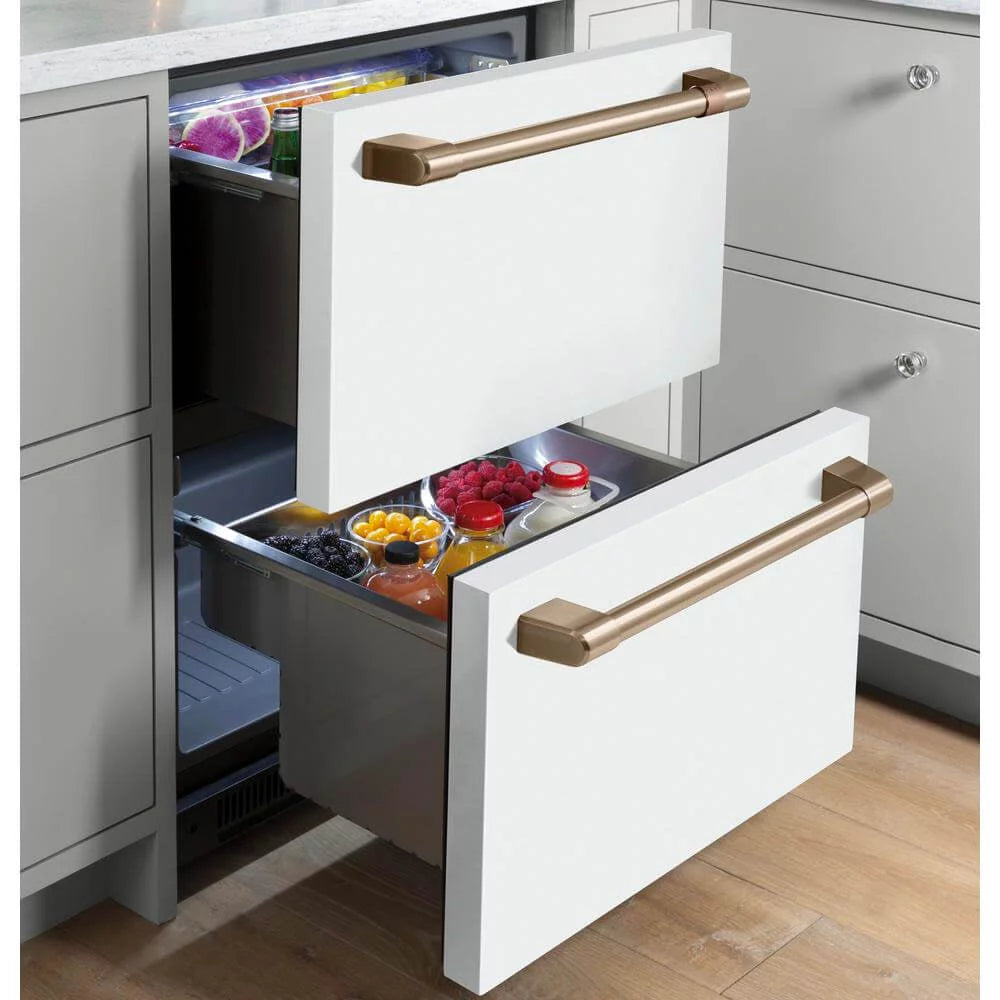 Cafe Cde06rpn 24" Wide 5.6 Cu. Ft. Drawer Refrigerator Matte White Brushed Bronze C575
