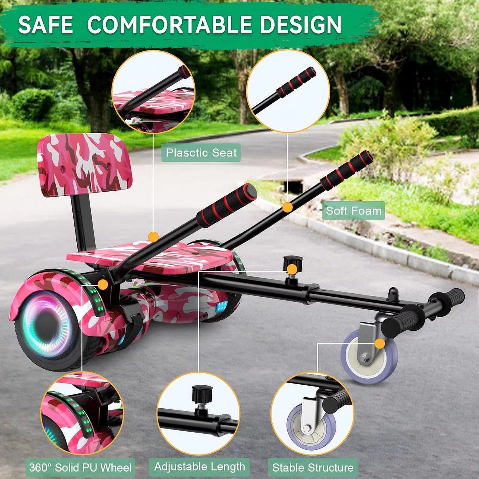 LIEAGLE Hoverboard with Seat Attachment, 6.5 inch Self Balancing Scooter S62540