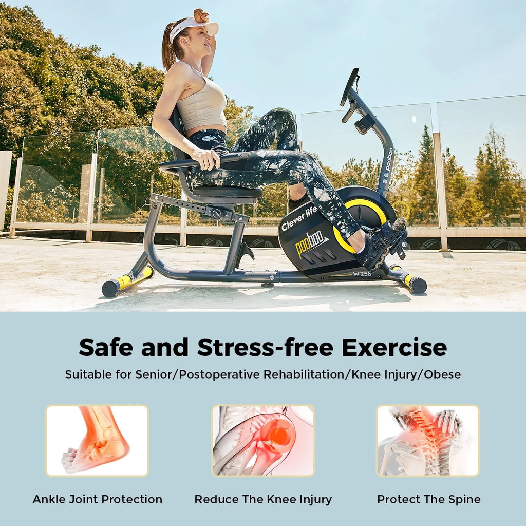 Pooboo Recumbent Exercise Bike Magnetic Resistance Indoor Cycling 380lb K92635