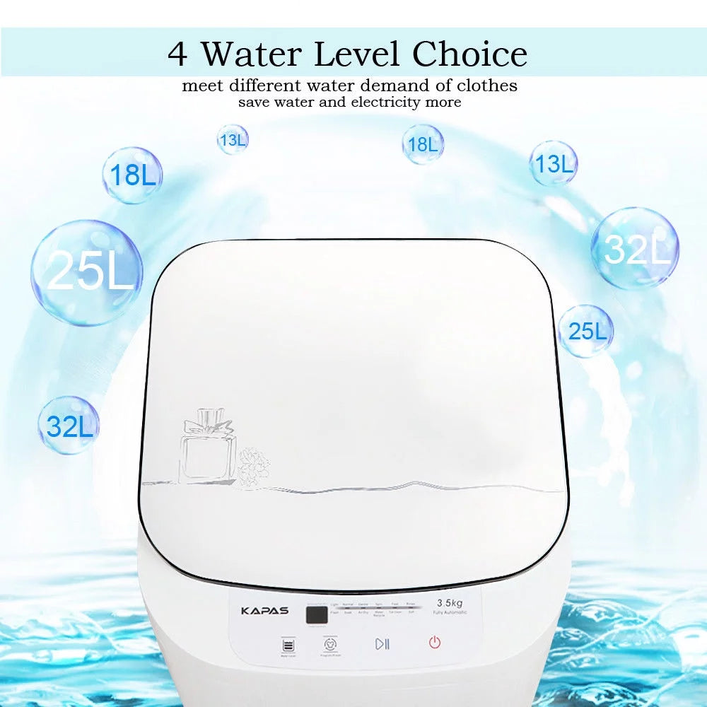 KAPAS Compact Fully Automatic 2-in-1 Washer & Spin Dryer, 8 lbs Capacity Z5317