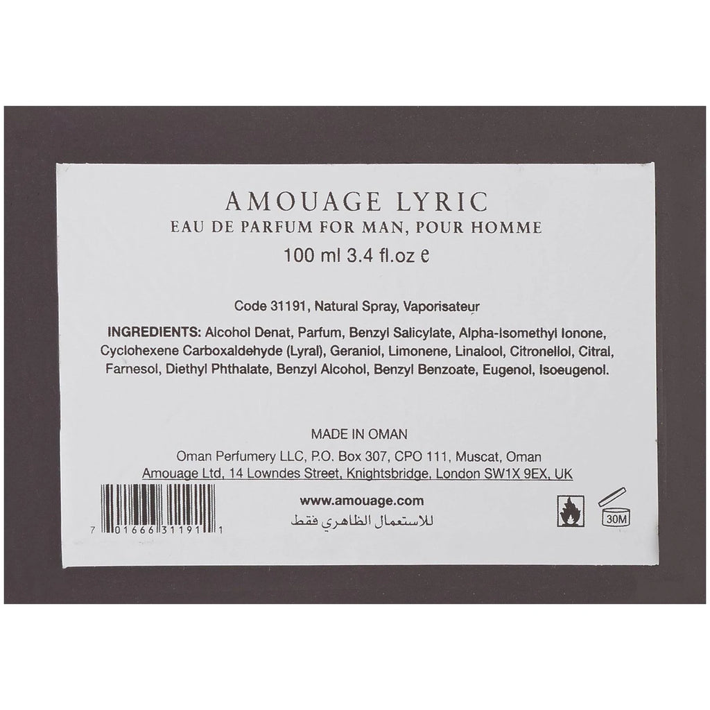 Amouage Lyric Eau De Parfum Spray for Men, 3.4 oz M58951