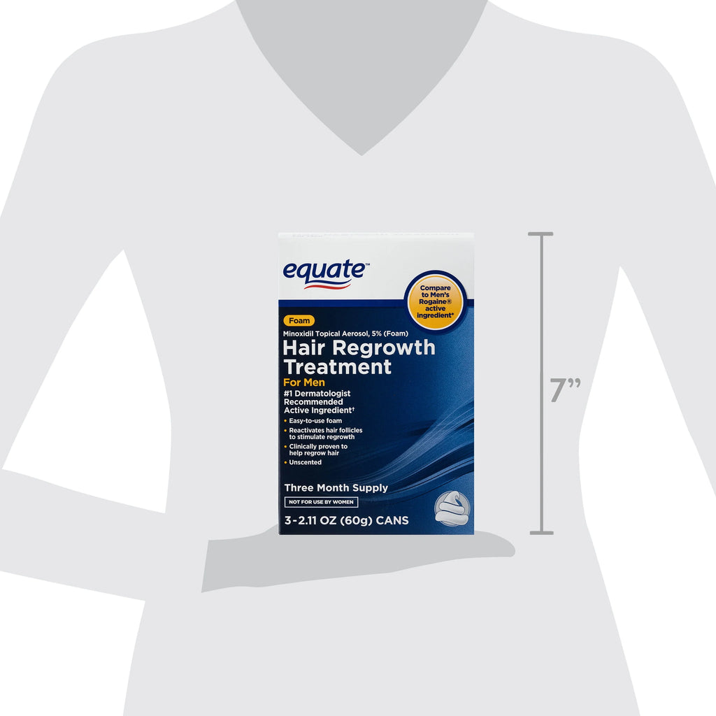 Equate Hair Regrowth Treatment Minoxidil Topical Aerosol 5% Foam, 3-Month Supply V8679