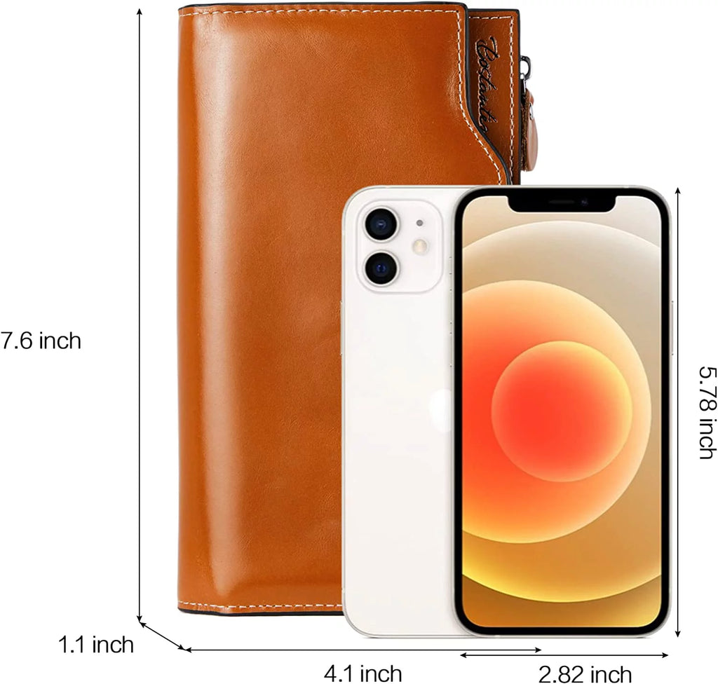 BOSTANTEN Women's Leather RFID Blocking Wallet with Phone Holder Z907
