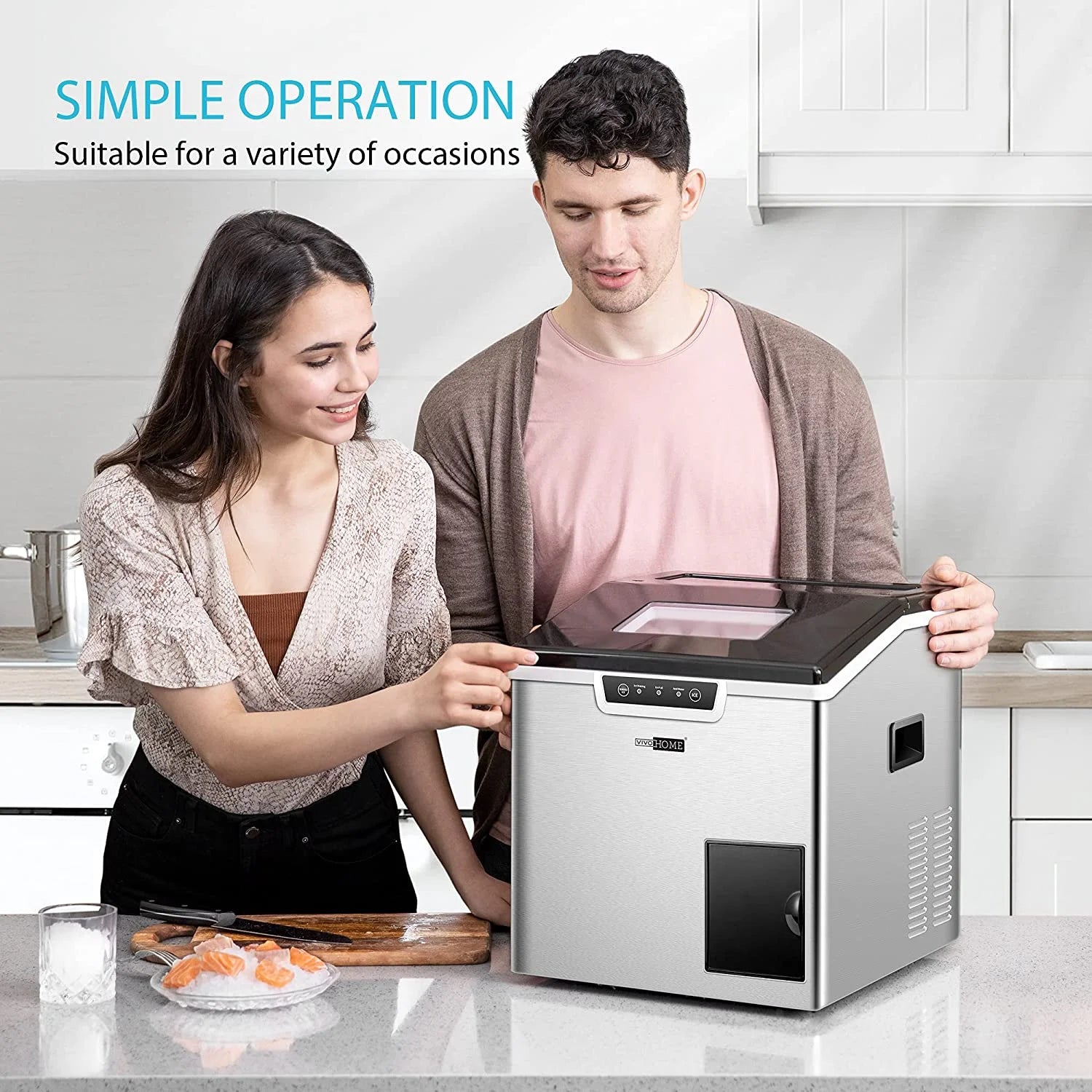 VIVOHOME 2 in 1 Countertop Ice Maker & Ice Shaver Machine A608