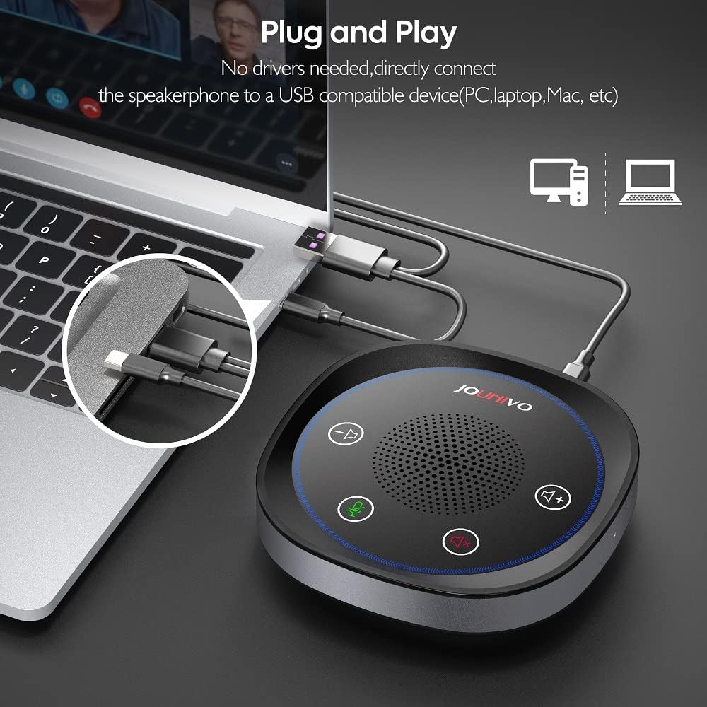 USB Speakerphone Omnidirectional Computer Speaker with Microphone, Pack of 2 J428050