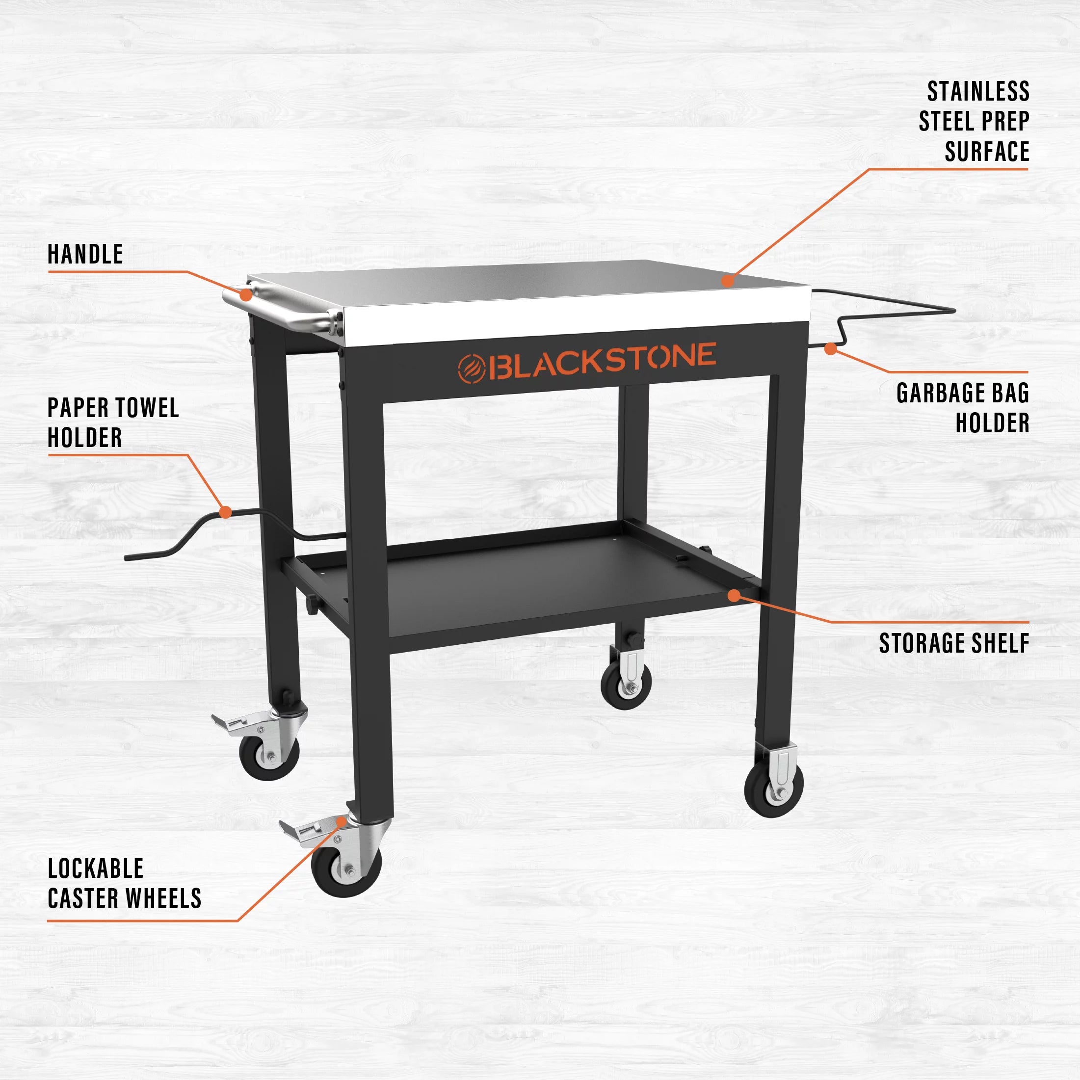 Blackstone 28" Portable Steel Prep Cart with Stainless Steel Top K87888