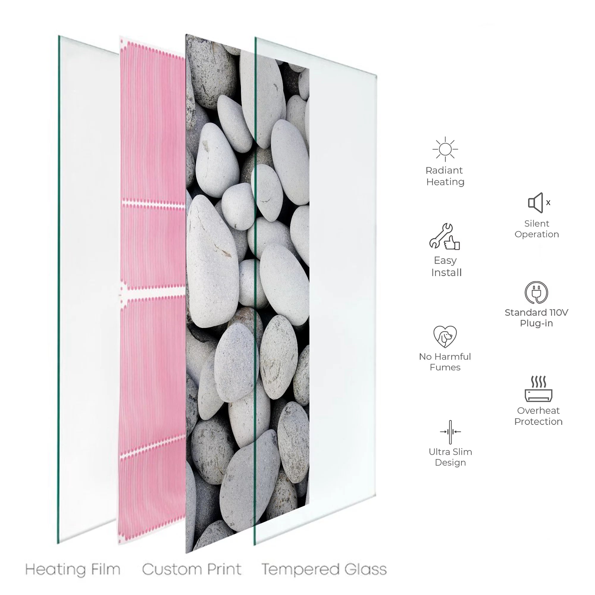 Heat Storm Electric Glass Infrared Heater, Indoor, River Rock G8916