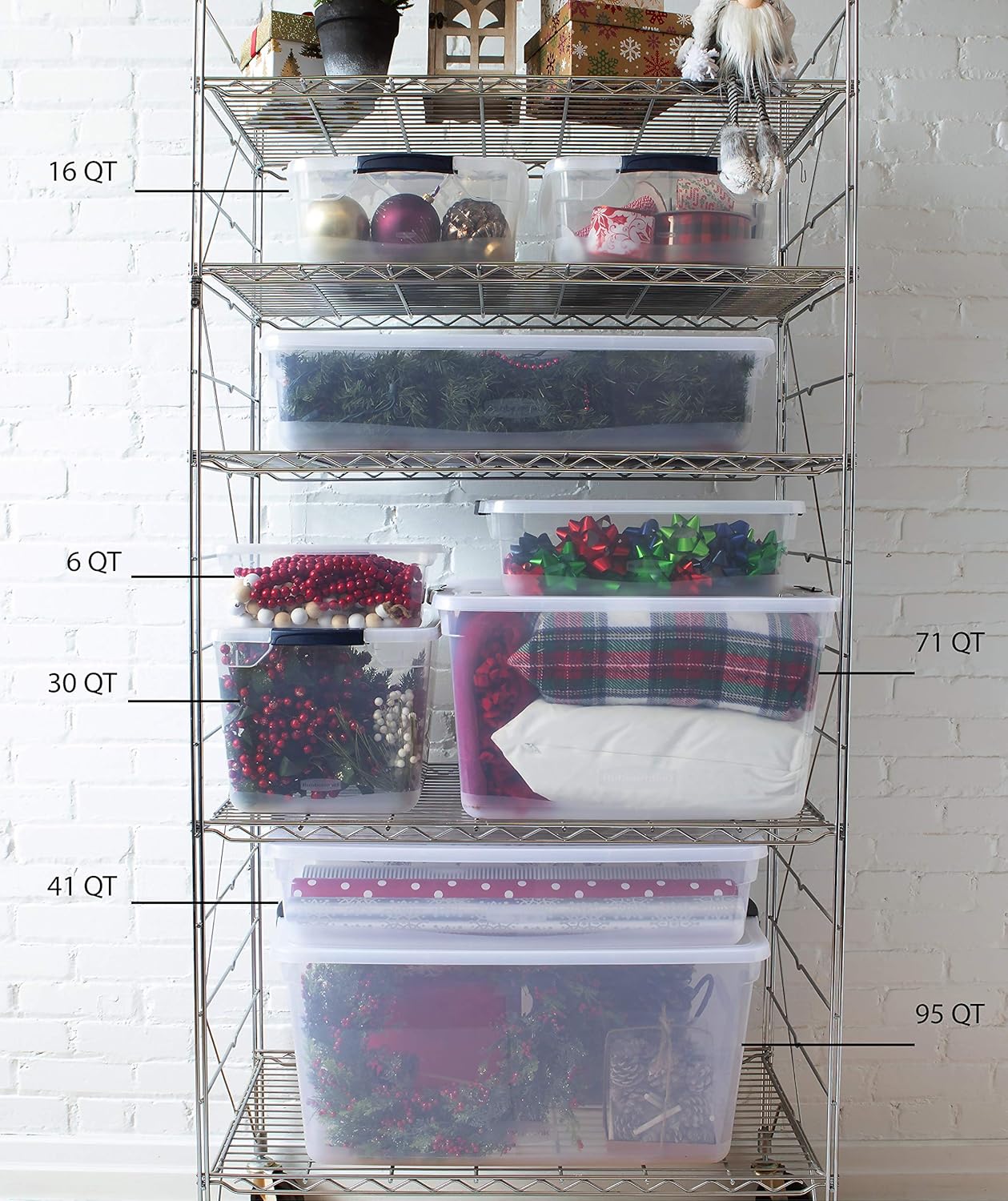 Rubbermaid Cleverstore Clear Stackable Containers with Latching Lids, 95 Quart, 4 Pack K571997