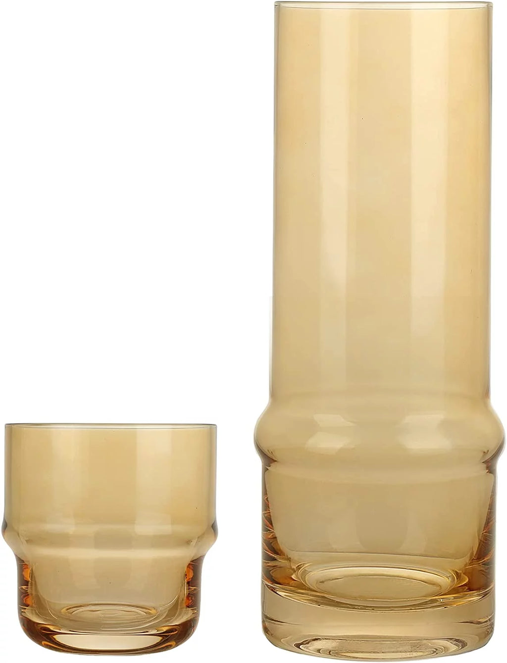 Elle decor Bedside Water Carafe with Tumbler 33-Ounce Pitcher and Matching Drinking Glass, Amber